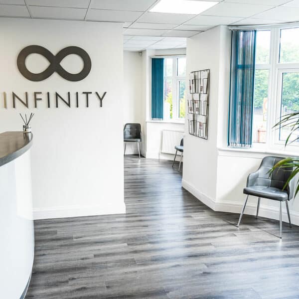 The interior of the Infinity Dental Clinic reception.